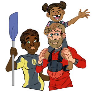 Family water sport illustration