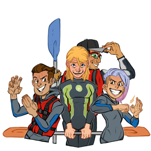 Kayak team tourism illustration